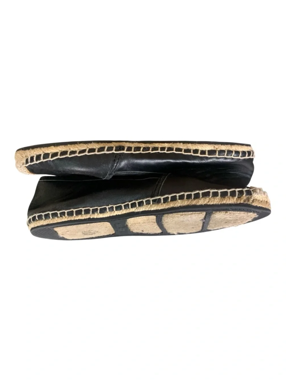 Coach Black Rhodelle Lambskin Leather Espadrille Boho Slip On Ballet Flats Sz 6